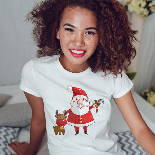 Camiseta de Santa y reno bebé de Navidad linda