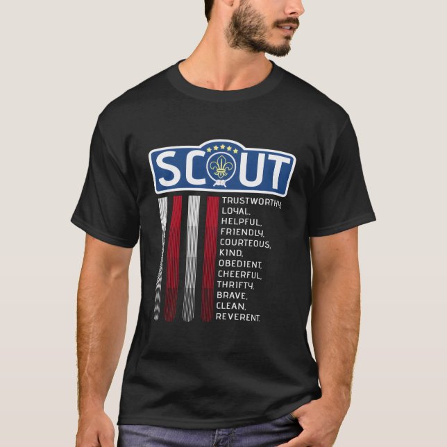Camiseta De Scout Estadounidense Bandera Scout Law (Anverso)
