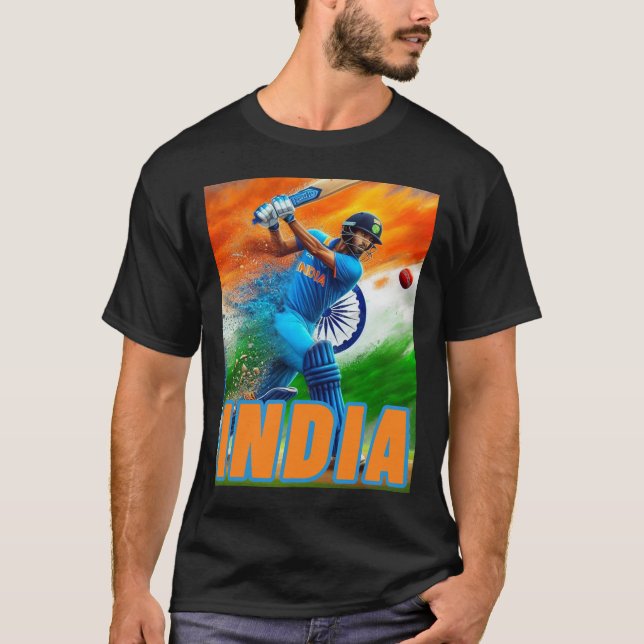 Camiseta de seguidores de críquet de la India - F (Anverso)