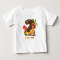 Camiseta de segundo cumpleaños personalizada Dino
