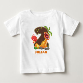 Camiseta de segundo cumpleaños personalizada Dino