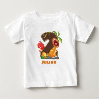 Camiseta de segundo cumpleaños personalizada Dino