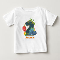 Camiseta de segundo cumpleaños personalizada Dino