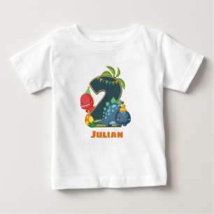 Camiseta de segundo cumpleaños personalizada Dino