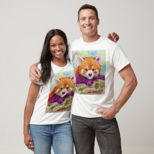 Camiseta de sello postal de acuarela de panda rojo