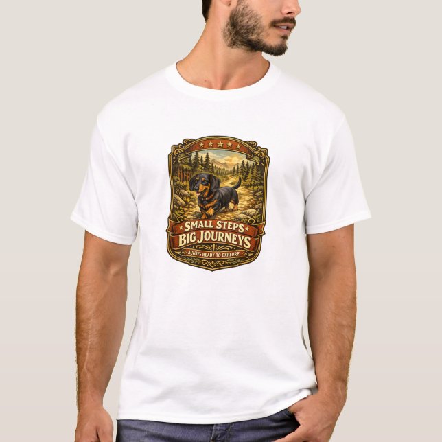 Camiseta de senderismo para aventuras de Dachshund (Anverso)
