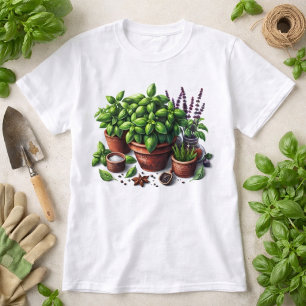Camiseta de señora de hierbas de albahaca de jardí