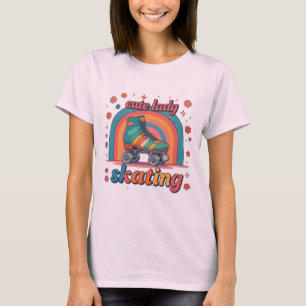 Camiseta de señora guapa patinando