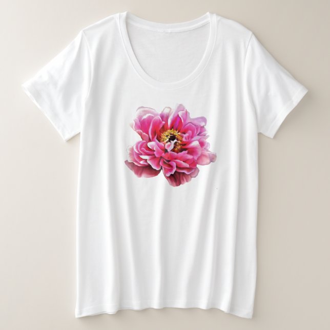 Camiseta de señora talla grande Rosa Peonía (Anverso del diseño)