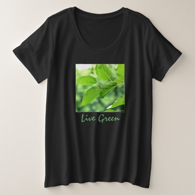 Camiseta de señora talla grande 'Vive en verde' (Anverso del diseño)