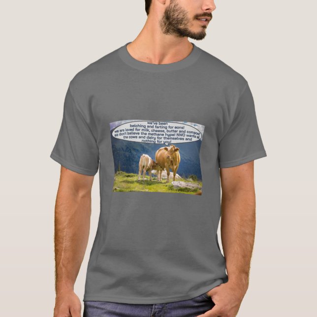Camiseta de sentido común de la vaca (oscura) (Anverso)