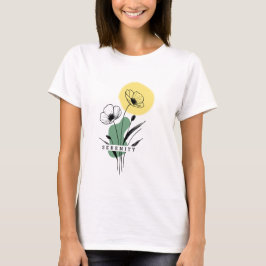 Camiseta de serenidad floral elegante de mujer con