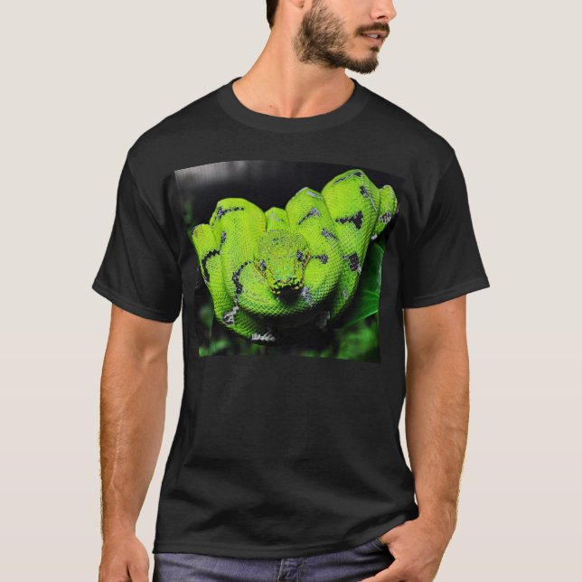 Camiseta de serpiente boa verde grande (Anverso)