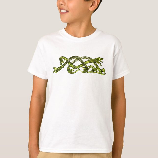 Camiseta de Serpientes Vikingas Entrelazadas Verde (Anverso)