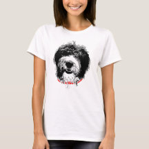 Camiseta de Sheepadoodle para mujer, inicial perso