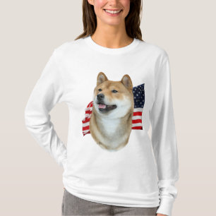 Camiseta de Shiba Inu y de la bandera