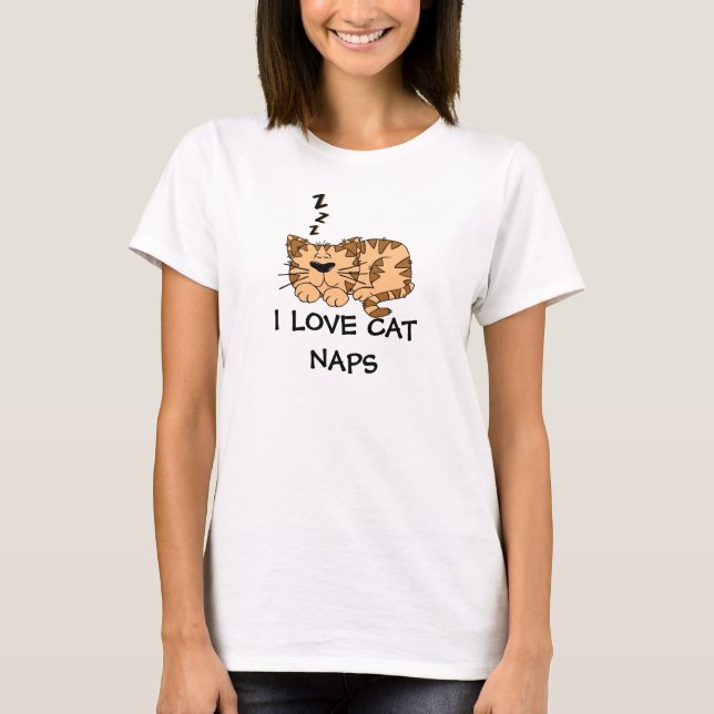 Camiseta de siesta de gato que amo (Anverso)