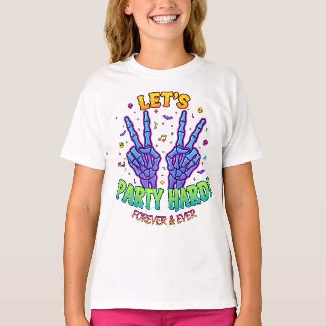 Camiseta de signo de paz de esqueleto moda de fies (Anverso)