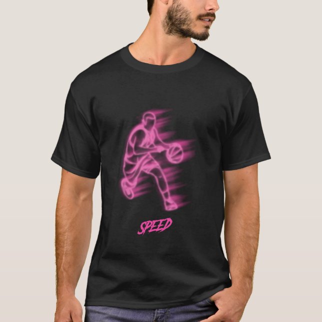Camiseta De Silhouette De Velocidad De Neón Rosa (Anverso)