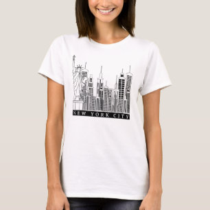 Camiseta de silueta blanca y negra de Nueva York