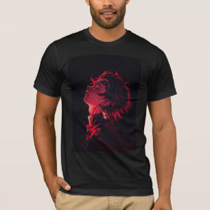 Camiseta de silueta de anime Neon Crimson