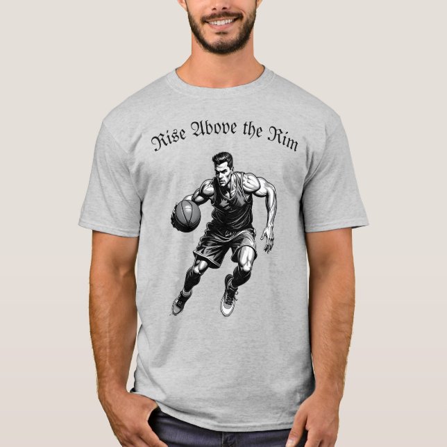 Camiseta de Silueta de Baloncesto – Supera el Aro (Anverso)