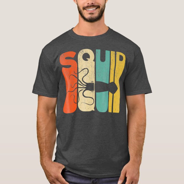 Camiseta de silueta de calamares de estilo vintage (Anverso)