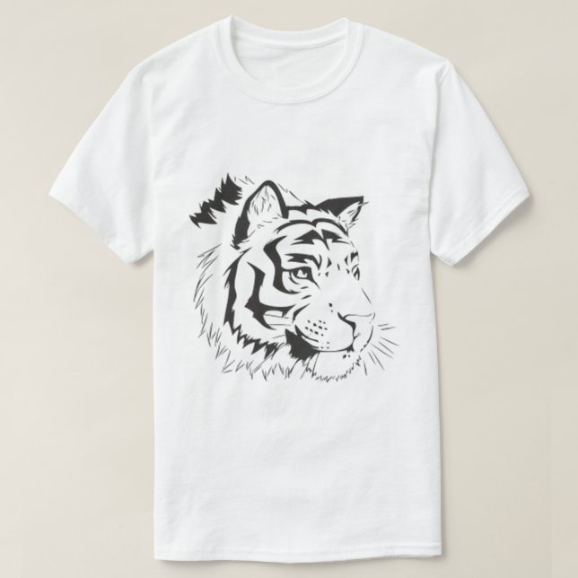 Camiseta de Silueta de Cara de Tigre (Diseño del anverso)