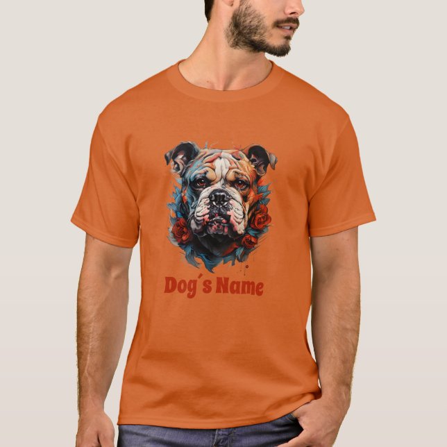 Camiseta de silueta de color de bulldog (Anverso)