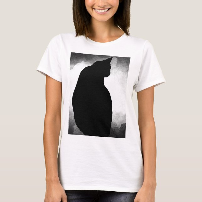 Camiseta de silueta de gato negro (Anverso)