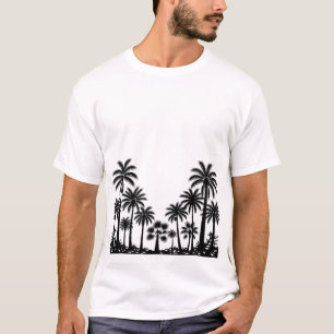 Camiseta de silueta de palmeras negras tropicales