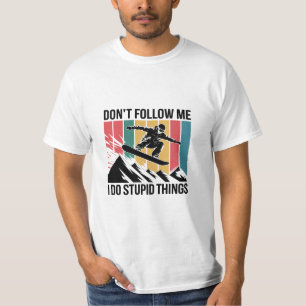 Camiseta de silueta de snowboarder vintage