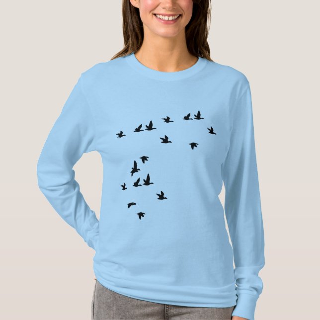 Camiseta de siluetas de aves (Anverso)