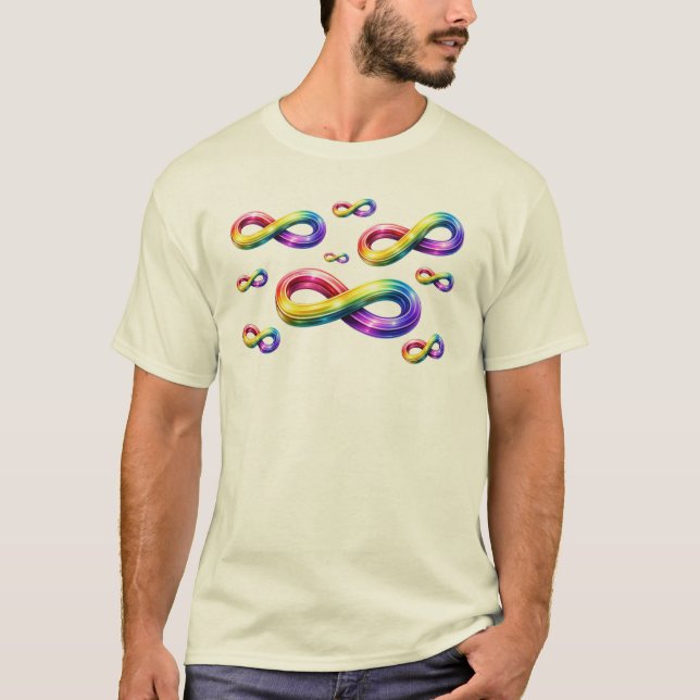 Camiseta de símbolos de infinito multicolores (Anverso)