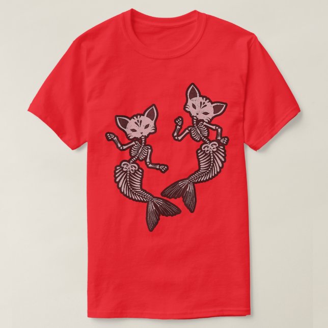 Camiseta de sirena de gato Kitty Skeleton Fanta de (Diseño del anverso)