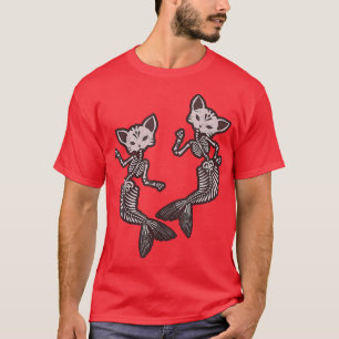 Camiseta de sirena de gato Kitty Skeleton Fanta de