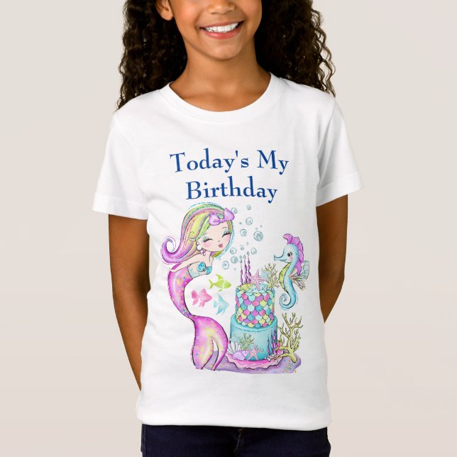 Camiseta de sirena feliz cumpleaños (Anverso)