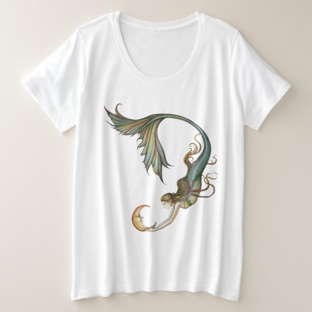 Camiseta de Sirena Luna de Mar Profundo de Molly H (Anverso del diseño)