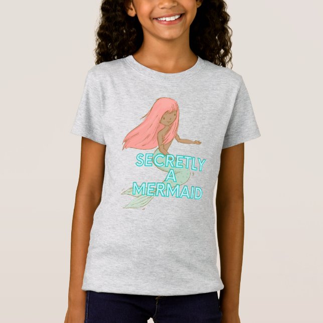 Camiseta de sirena negra para niños (Anverso)