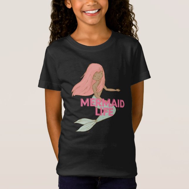 Camiseta de sirena negra para niños (Anverso)