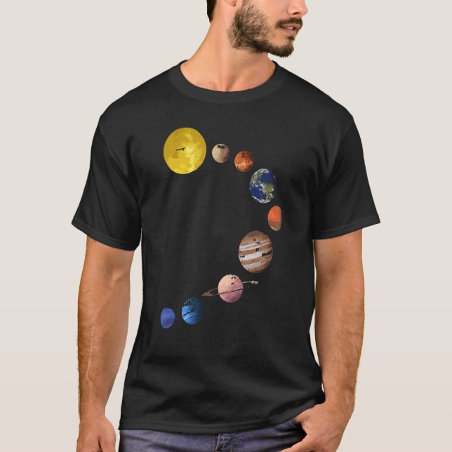 Camiseta De Sistema Solar - Planetas Espaciales Re (Anverso)