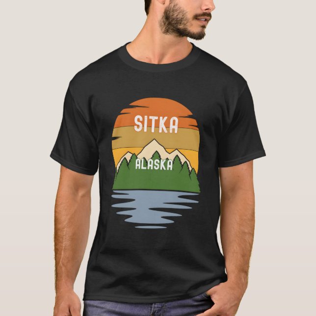 Camiseta De Sitka Alaska Vintage Sunset (Anverso)