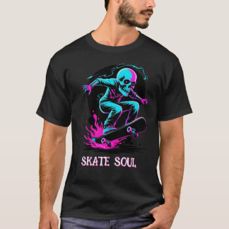 Camiseta de skate con calavera de neón