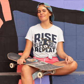 Camiseta de skatewear urbano Rise Flip Roll Repeat