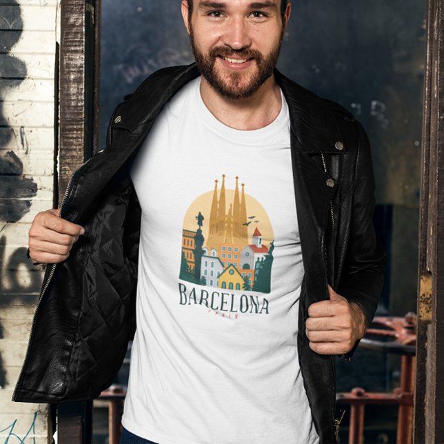 Camiseta de Skyline España de Barcelona (barcelona spain retro vintage travel t shirt)