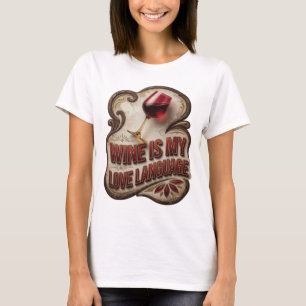Camiseta de slogan divertida en oro EL VINO ES MI 