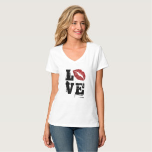 Camiseta de Slogan Lindo - Palabra Amor Labios Roj