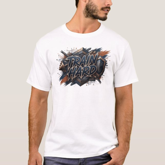 Camiseta de slogan Navy TRAIN HARD de moda (Anverso)