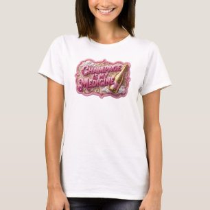Camiseta de slogan rosa CHAMPÁN ES MI MEDICINA Dec