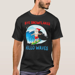 Camiseta De Snowflakes Hello Sand Surfing Santa Ocean Vacat